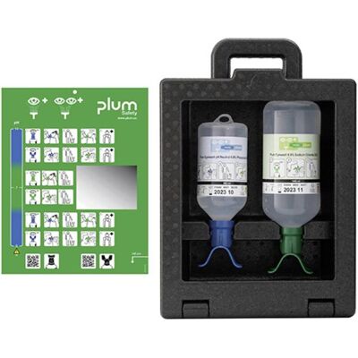 Plum, Kit premiers secours, 4923 Boîte murale de lavage oculaire avec 1 x 500ml pH Neutral Duo et 1 x 1000ml flacon de lavage (Accessoires de trousse de secours) - Publicité Plum, Kit premiers secours, 4923 Boîte murale de lavage oculaire avec 1 x 500ml pH Neutral Duo et 1 x 1000ml flacon de lavage (Accessoires de trousse de secours) - Publicité