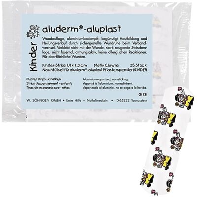Set de recharge enfant Aluderm-aluplast - 25 Pansements clown - Publicité Set de recharge enfant Aluderm-aluplast - 25 Pansements clown - Publicité