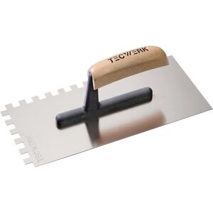 Tecwerk, Truelle + spatule, Platoir longueur 280 mm largeur 130 mm denture 10x10 inoxydable, manche hêtre acier inoxydable ép... (13 cm) - Publicité Tecwerk, Truelle + spatule, Platoir longueur 280 mm largeur 130 mm denture 10x10 inoxydable, manche hêtre acier inoxydable ép... (13 cm) - Publicité