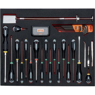 Bahco Rangement d’outils : accessoires, Insert pour servante d'outils avec accessoires, 62 pcs. outils, (FF1A1007) - Publicité Bahco Rangement d’outils : accessoires, Insert pour servante d'outils avec accessoires, 62 pcs. outils, (FF1A1007) - Publicité