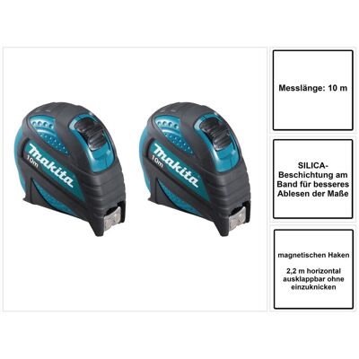 Makita, Outil de mesure de longueur, B-57168 Mètre ruban 10 m Mètre ruban avec crochet magnétique - 2 pièces (10 m) - Publicité Makita, Outil de mesure de longueur, B-57168 Mètre ruban 10 m Mètre ruban avec crochet magnétique - 2 pièces (10 m) - Publicité