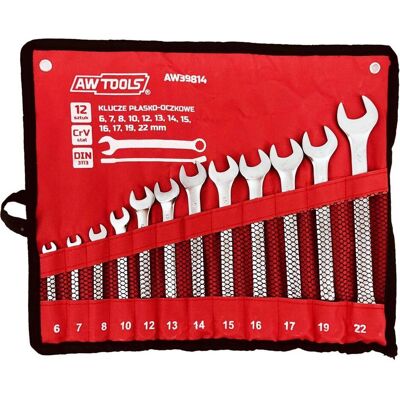 Awtools, Clé à molette, AW KLUCZ KOMPLET PŁASKO-OCZKOWE 12szt. /6mm-22mm/MATOWE 6,7,8,10,12,13,14,15,16,17,19,22 (10 mm, 11 mm, 12 mm, 13 mm, 14 mm, 15 mm, 16 mm, 17 mm, 19 mm, 22 mm, 6 mm, 7 mm, 8 mm, 9 mm) - Publicité Awtools, Clé à molette, AW KLUCZ KOMPLET PŁASKO-OCZKOWE 12szt. /6mm-22mm/MATOWE 6,7,8,10,12,13,14,15,16,17,19,22 (10 mm, 11 mm, 12 mm, 13 mm, 14 mm, 15 mm, 16 mm, 17 mm, 19 mm, 22 mm, 6 mm, 7 mm, 8 mm, 9 mm) - Publicité