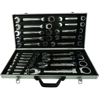 GEKO, Clé à molette, Jeu de clés à cliquet articulées, 22 pièces, 6-32 mm (10 mm, 11 mm, 12 mm, 13 mm, 14 mm, 15 mm, 16 mm, 17 mm, 18 mm, 19 mm, 20 mm, 21 mm, 22 mm, 23 mm, 24 mm, 25 mm, 26 mm, 27 mm, 28 mm, 29 mm, 30 mm, 31 mm, 32 mm, 6 mm, 7 mm, 8 mm, 9 - Publicité GEKO, Clé à molette, Jeu de clés à cliquet articulées, 22 pièces, 6-32 mm (10 mm, 11 mm, 12 mm, 13 mm, 14 mm, 15 mm, 16 mm, 17 mm, 18 mm, 19 mm, 20 mm, 21 mm, 22 mm, 23 mm, 24 mm, 25 mm, 26 mm, 27 mm, 28 mm, 29 mm, 30 mm, 31 mm, 32 mm, 6 mm, 7 mm, 8 mm, 9 - Publicité