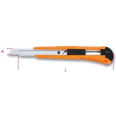 BETA, Cutter, 017700025 1770A 9 mm Schermesser mit automatischer Verriegelung, 3 Ersatzmesser (Cutters) - Publicité BETA, Cutter, 017700025 1770A 9 mm Schermesser mit automatischer Verriegelung, 3 Ersatzmesser (Cutters) - Publicité