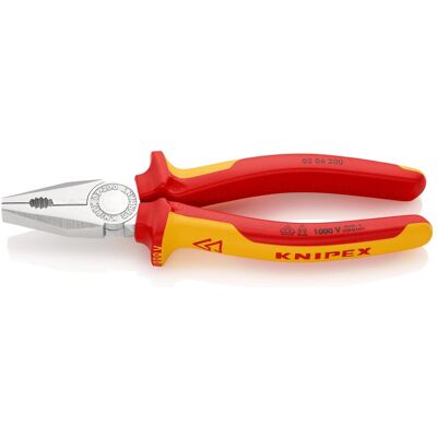 Knipex, Pinces, Pince combinée DIN ISO 5746 L.200mm VDE max. 16mm2 chromé 2 gaines compactes avec protection (200 mm) - Publicité Knipex, Pinces, Pince combinée DIN ISO 5746 L.200mm VDE max. 16mm2 chromé 2 gaines compactes avec protection (200 mm) - Publicité