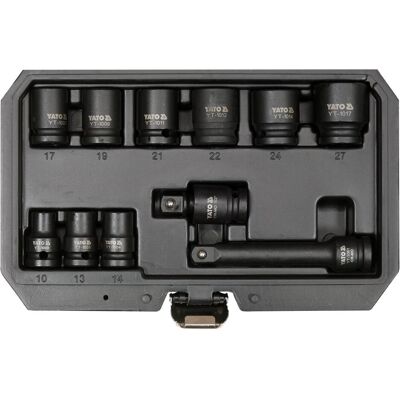 Yato, Clé à douille + douilles, Jeu de douilles 1/2" 11 pièces 10 - 27 mm (1/2") - Publicité Yato, Clé à douille + douilles, Jeu de douilles 1/2" 11 pièces 10 - 27 mm (1/2") - Publicité