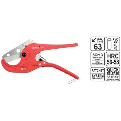 Yato, Coupe-boulons + pince coupante diagonale, YT-22312 - Coupe-tube PVC, 63 mm (63 mm) - Publicité Yato, Coupe-boulons + pince coupante diagonale, YT-22312 - Coupe-tube PVC, 63 mm (63 mm) - Publicité
