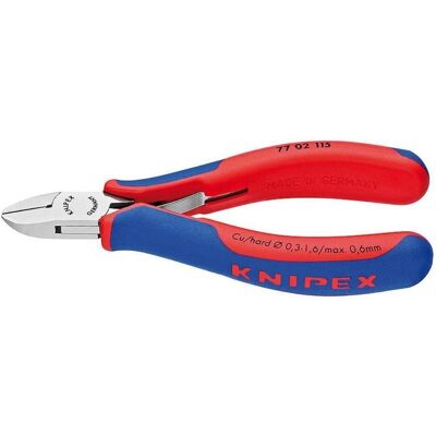 Knipex, Coupe-boulons + pince coupante diagonale, Pince coupante de côté pour l'électronique 77 02 115 SB (115 mm) - Publicité Knipex, Coupe-boulons + pince coupante diagonale, Pince coupante de côté pour l'électronique 77 02 115 SB (115 mm) - Publicité