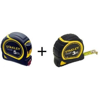 Stanley Outil de mesure de longueur, Mètre à ruban Tylon double pack 3m + 5m - Publicité Stanley Outil de mesure de longueur, Mètre à ruban Tylon double pack 3m + 5m - Publicité