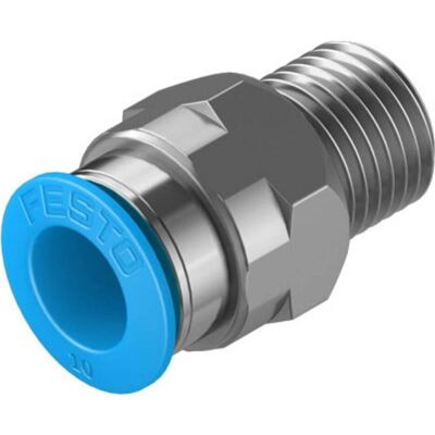 Festo, Technique de raccordement des tubes, Male Connector, R1/4 to 10mm Tube (Raccord de tuyauterie) - Publicité Festo, Technique de raccordement des tubes, Male Connector, R1/4 to 10mm Tube (Raccord de tuyauterie) - Publicité