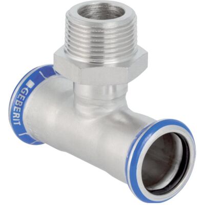 Geberit Technique de raccordement des tubes, Mapress tee rustfri 35mmx1 1/4x35mm, presmf/np, stål, rf/syref - Publicité Geberit Technique de raccordement des tubes, Mapress tee rustfri 35mmx1 1/4x35mm, presmf/np, stål, rf/syref - Publicité
