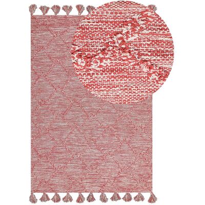 Tapis en Coton Rouge Beliani 160 x 230 cm - Tapis - Publicité Tapis en Coton Rouge Beliani 160 x 230 cm - Tapis - Publicité