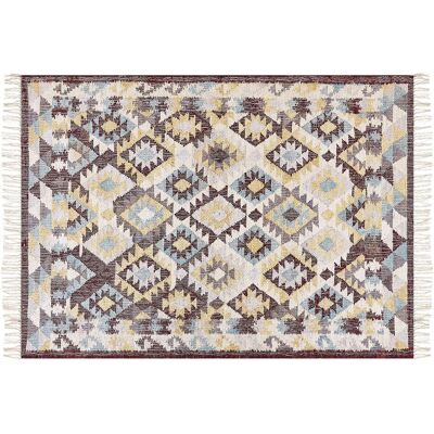 Tapis en jute multicolore 140 x 200 cm à franges Style bohème - Publicité Tapis en jute multicolore 140 x 200 cm à franges Style bohème - Publicité