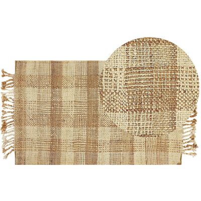 Tapis en Jute Beige Beliani - Motif Géométrique - Publicité Tapis en Jute Beige Beliani - Motif Géométrique - Publicité