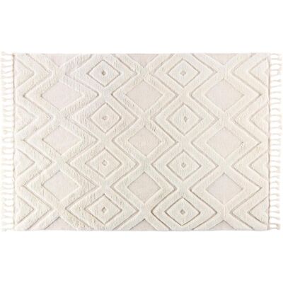 Tapis en laine Dahlia Unoliving 400x300 Blanc - Publicité Tapis en laine Dahlia Unoliving 400x300 Blanc - Publicité
