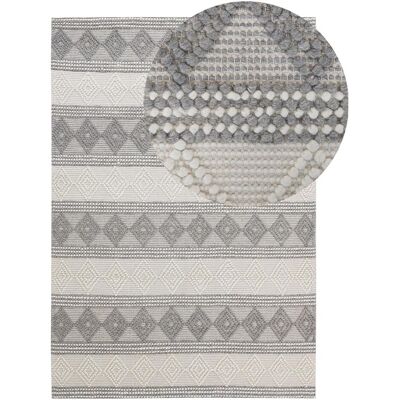 Tapis en laine beige clair et gris - Beliani - Tapis - Publicité Tapis en laine beige clair et gris - Beliani - Tapis - Publicité