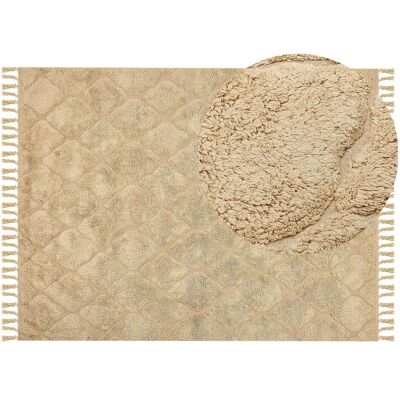 Tapis en coton Beliani 160 x 230 cm - Motif géométrique - Fait à la main - Publicité Tapis en coton Beliani 160 x 230 cm - Motif géométrique - Fait à la main - Publicité
