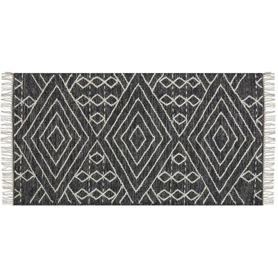 Beliani Tapis Blanc et Noir Coton Laine - Tapis - Publicité Beliani Tapis Blanc et Noir Coton Laine - Tapis - Publicité