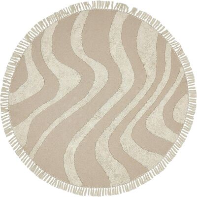 Tapis rond en coton beige Beliani - 140cm - Style bohème - Publicité Tapis rond en coton beige Beliani - 140cm - Style bohème - Publicité