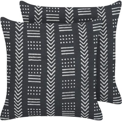 Beliani Ensemble de 2 Coussins en Coton avec Motif Géométrique - Décoration - Publicité Beliani Ensemble de 2 Coussins en Coton avec Motif Géométrique - Décoration - Publicité