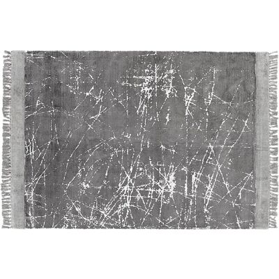 Tapis gris moderne en viscose Beliani - 160x230 cm - Publicité Tapis gris moderne en viscose Beliani - 160x230 cm - Publicité