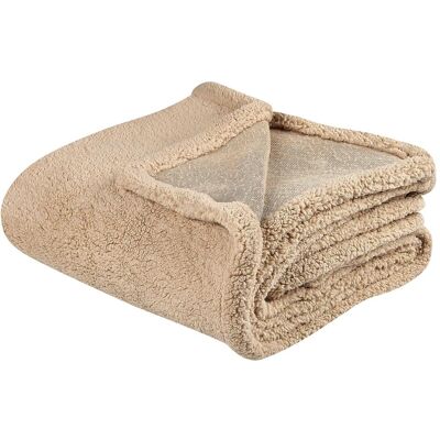 Couverture en Fausse Fourrure Beige Beliani - 125x150cm - Douce et Moelleuse - Publicité Couverture en Fausse Fourrure Beige Beliani - 125x150cm - Douce et Moelleuse - Publicité
