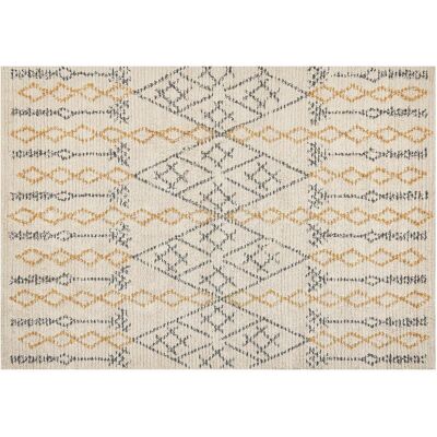 Tapis en Coton Beige et Jaune 160 x 230 cm Motif Géométrique Tissé à la Main - Tapis - Publicité Tapis en Coton Beige et Jaune 160 x 230 cm Motif Géométrique Tissé à la Main - Tapis - Publicité