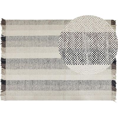 Tapis en laine blanc cassé Beliani - Rectangulaire 160x230cm - Design Moderne - Publicité Tapis en laine blanc cassé Beliani - Rectangulaire 160x230cm - Design Moderne - Publicité