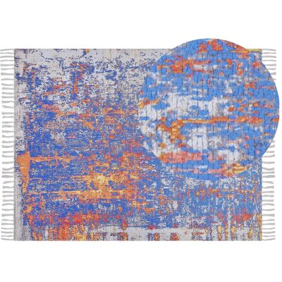 Tapis multicolore en polyester et coton 150 x 230 cm fait main - Tapis - Publicité Tapis multicolore en polyester et coton 150 x 230 cm fait main - Tapis - Publicité