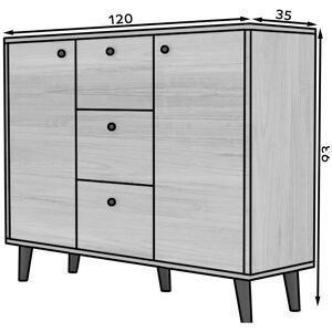 ADRK Furniture, Commode + buffet, Commode BESA (120 x 35 x 93 cm) - Publicité ADRK Furniture, Commode + buffet, Commode BESA (120 x 35 x 93 cm) - Publicité