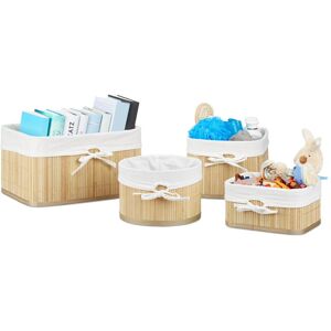 Relaxdays, Corbeille de rangement, Bambou (22 cm, 4x) - Publicité Relaxdays, Corbeille de rangement, Bambou (22 cm, 4x) - Publicité