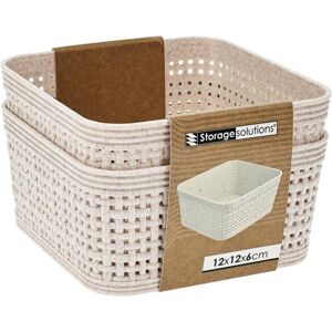 Panier de rangement en plastique tressé beige - K-design - Publicité Panier de rangement en plastique tressé beige - K-design - Publicité