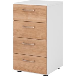 Armoire de rangement HAMMERBACHER 924S4 - Blanc/Noyer - 4 tiroirs - Publicité Armoire de rangement HAMMERBACHER 924S4 - Blanc/Noyer - 4 tiroirs - Publicité