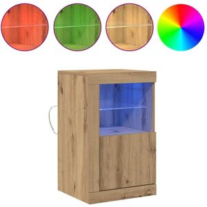 VidaXL Console avec lumières LED Chêne Rustique 41x37x67 cm - Meuble - Publicité VidaXL Console avec lumières LED Chêne Rustique 41x37x67 cm - Meuble - Publicité