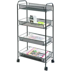 Q-Connect, Armoire de bureau, Office Set porte-documents mobile, métal, sur roulettes, 4 étagères, noir (43.50 x 26.50 x 86 cm) - Publicité Q-Connect, Armoire de bureau, Office Set porte-documents mobile, métal, sur roulettes, 4 étagères, noir (43.50 x 26.50 x 86 cm) - Publicité