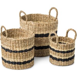 Nordisk, Corbeille de rangement, Nordis - Seagrass Baskets with Stripes - Ø30, Ø26, Ø20 - 3 pcs. (3x) - Publicité Nordisk, Corbeille de rangement, Nordis - Seagrass Baskets with Stripes - Ø30, Ø26, Ø20 - 3 pcs. (3x) - Publicité
