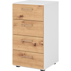 Armoire de rangement blanc/chêne avec 4 tiroirs - Regal 2OH - Publicité Armoire de rangement blanc/chêne avec 4 tiroirs - Regal 2OH - Publicité