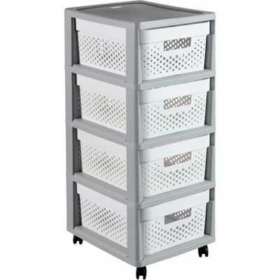 Curver Boîte de rangement, Regał Infinity Kd 4x11l Ażurowy /Szary/Biały (30 cm, 40 l) - Publicité Curver Boîte de rangement, Regał Infinity Kd 4x11l Ażurowy /Szary/Biały (30 cm, 40 l) - Publicité
