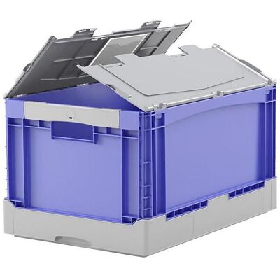 Bito, Boîte de rangement, Bac pliant EQ, avec poignées évidées, fond lisse et couvercle, L x l x h 600 x (40 cm, 64 l) - Publicité Bito, Boîte de rangement, Bac pliant EQ, avec poignées évidées, fond lisse et couvercle, L x l x h 600 x (40 cm, 64 l) - Publicité