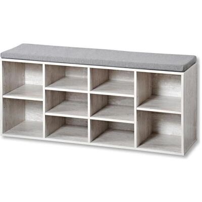 Kesper, Armoire à chaussures, Szafka na buty z siedziskiem, bielone drewno - Publicité Kesper, Armoire à chaussures, Szafka na buty z siedziskiem, bielone drewno - Publicité