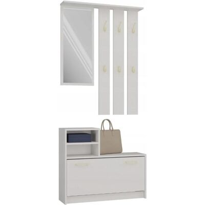 Armoire Kashmir Vera - Miroir, Porte-hangers réglables, Rangement chaussures - Publicité Armoire Kashmir Vera - Miroir, Porte-hangers réglables, Rangement chaussures - Publicité