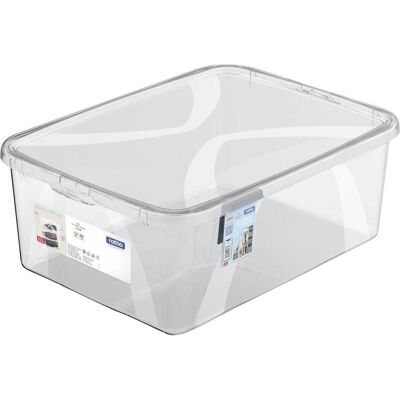 Rotho Boîte de Rangement Lona - 10L, Transparente, Empilable - Publicité Rotho Boîte de Rangement Lona - 10L, Transparente, Empilable - Publicité