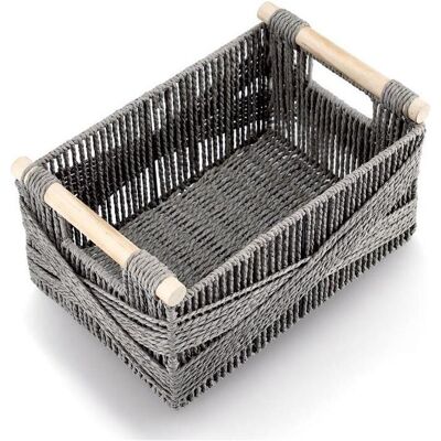 Zeller Present, Corbeille de rangement, Panier de rangement, papier tressé/bois, gris (22 cm, 1x) - Publicité Zeller Present, Corbeille de rangement, Panier de rangement, papier tressé/bois, gris (22 cm, 1x) - Publicité