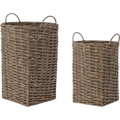 Bloomingville, Corbeille de rangement, - Cestina Basket - Brown - Polyrattan (34 cm, 2x) - Publicité Bloomingville, Corbeille de rangement, - Cestina Basket - Brown - Polyrattan (34 cm, 2x) - Publicité