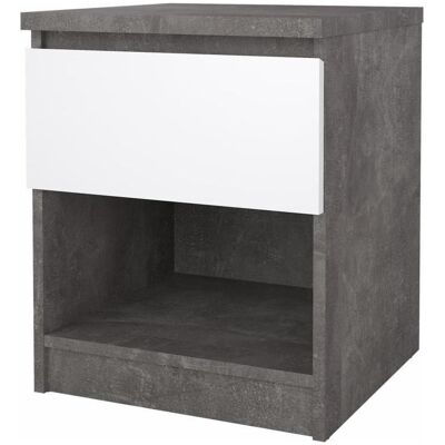 Table de Nuit Naia de Tvilum - Moderne, Blanc et Gris, 1 Tiroir, 1 Étagère - Table de Nuit - Publicité Table de Nuit Naia de Tvilum - Moderne, Blanc et Gris, 1 Tiroir, 1 Étagère - Table de Nuit - Publicité