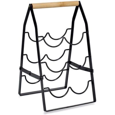 Zeller Present, Étagère à vin, Casier à vin pour 6 bouteilles, métal/bambou, noir (6 bouteilles, 23 x 22 x 37.50 cm) - Publicité Zeller Present, Étagère à vin, Casier à vin pour 6 bouteilles, métal/bambou, noir (6 bouteilles, 23 x 22 x 37.50 cm) - Publicité