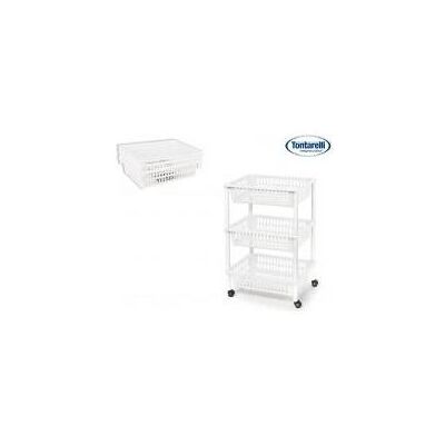 Tontarelli, Desserte, Chariot 3 paniers Mito Blanc - Publicité Tontarelli, Desserte, Chariot 3 paniers Mito Blanc - Publicité