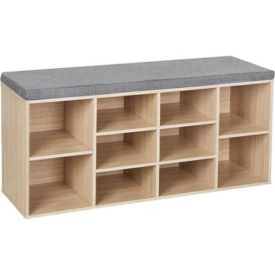 Vasagle, Armoire à chaussures, Banc à chaussures LHS10NLV1 chêne, bois gris 104,0 cm (30 x 104 x 48 cm) - Publicité Vasagle, Armoire à chaussures, Banc à chaussures LHS10NLV1 chêne, bois gris 104,0 cm (30 x 104 x 48 cm) - Publicité
