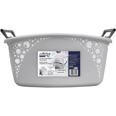 Panier à linge, Panier à linge 40l empilable gris (40 l) - Publicité Panier à linge, Panier à linge 40l empilable gris (40 l) - Publicité
