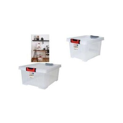 EDA, Boîte de rangement, Aufbewahrungsbox CLiPSTOCK, 5 Liter, PP, transparent mit Deckel, Soft-Touch Griffe in schwarz/rot (5 l) - Publicité EDA, Boîte de rangement, Aufbewahrungsbox CLiPSTOCK, 5 Liter, PP, transparent mit Deckel, Soft-Touch Griffe in schwarz/rot (5 l) - Publicité